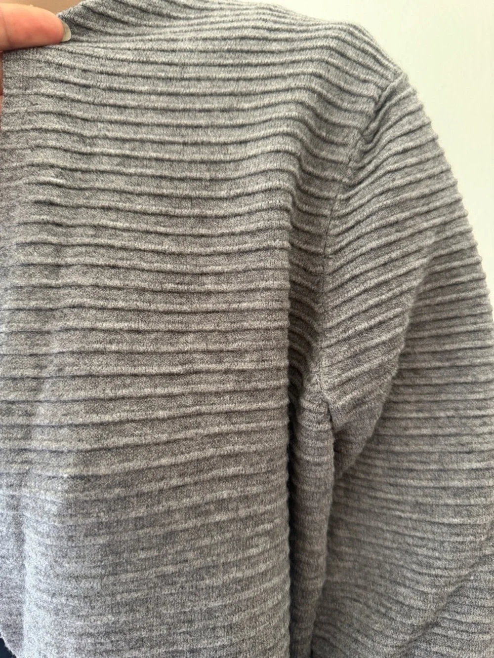 Cyrus Light Gray Open-Front Ribbed Cardigan - Picture 3 of 8